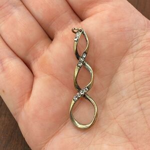Vintage 925 Sterling Silver Infinity Sign Swirls Rhinestones Pendant Charm